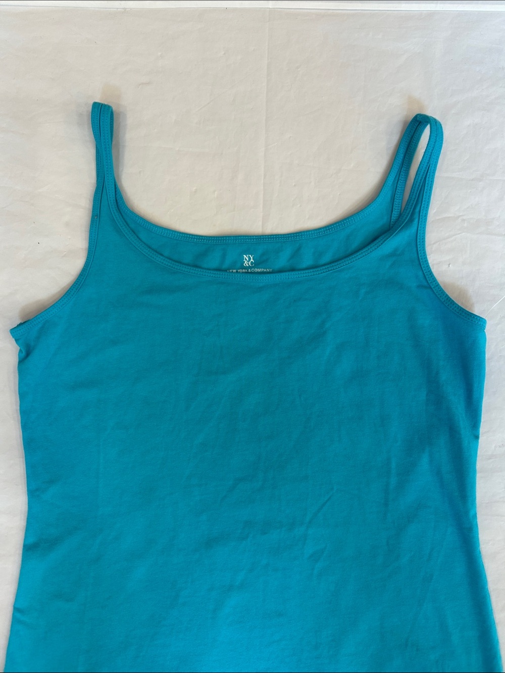 New York & Company Teal Slim-Strap Tank Top - Picture 2 of 9